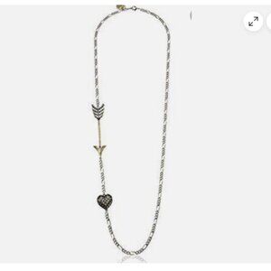 Betsey Johnson Black and Gold Arrow Heart Pendant Necklace